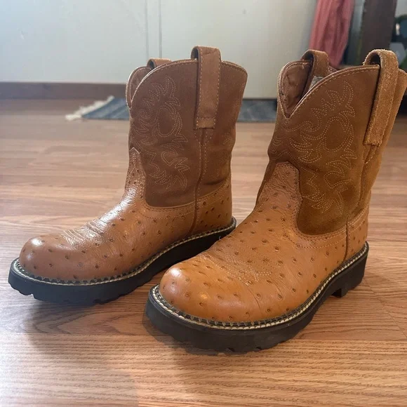 Ariat Fatbaby Ostrich Leather Cowgirl Boots - Picture 3 of 3